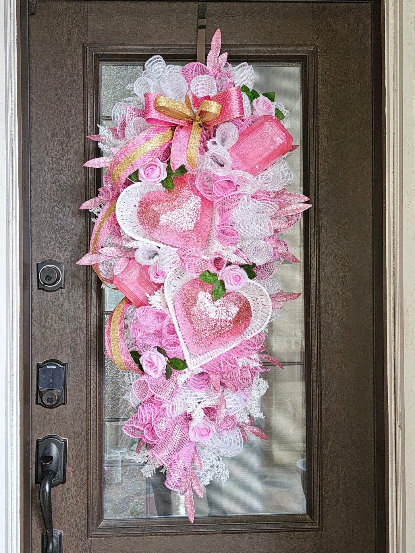 Pink & Gold Sweetheart Double Basket Swag