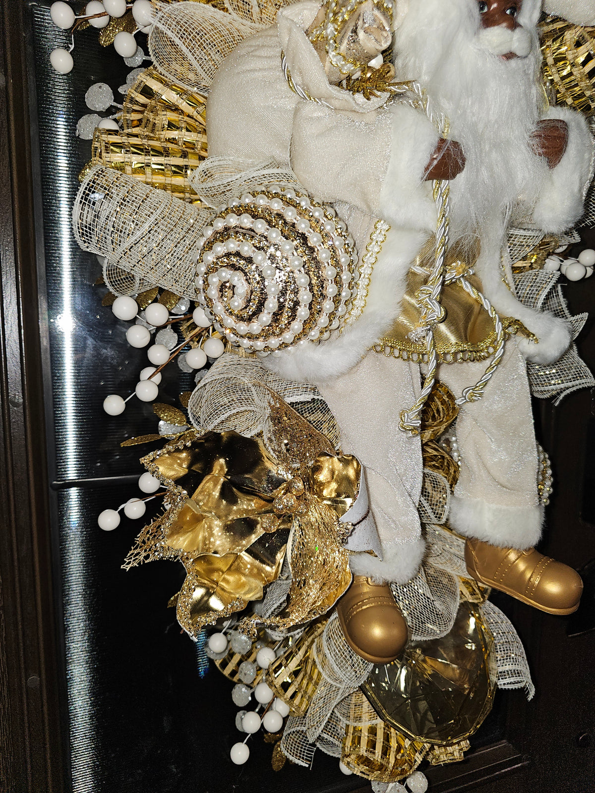 Luxury Cream and Gold Santa Christmas Swag | The Wreath Design Studio