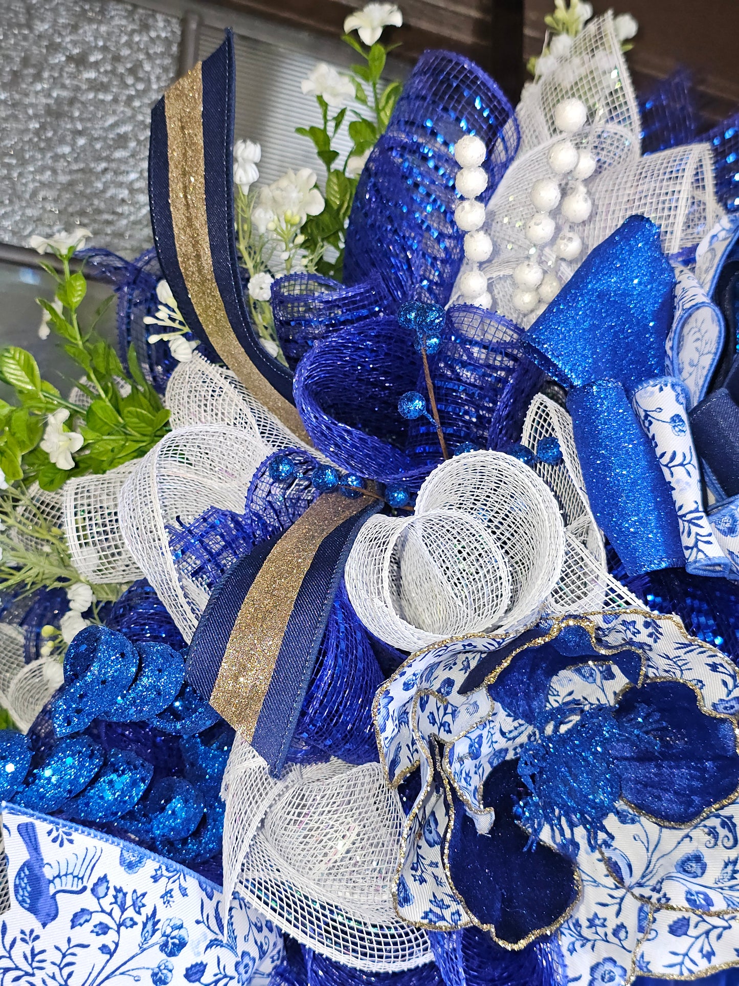 Blue Chinoiserie Jewel Wreath