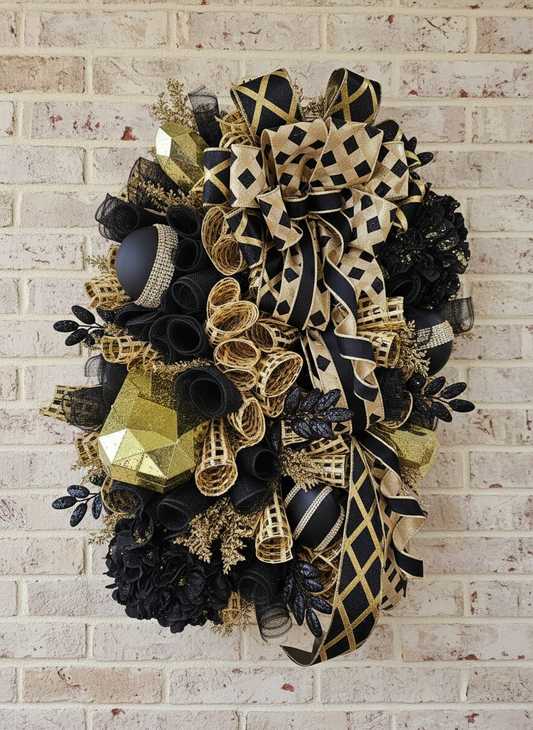Midnight Luxe Elegance Wreath - Bold Sophistication