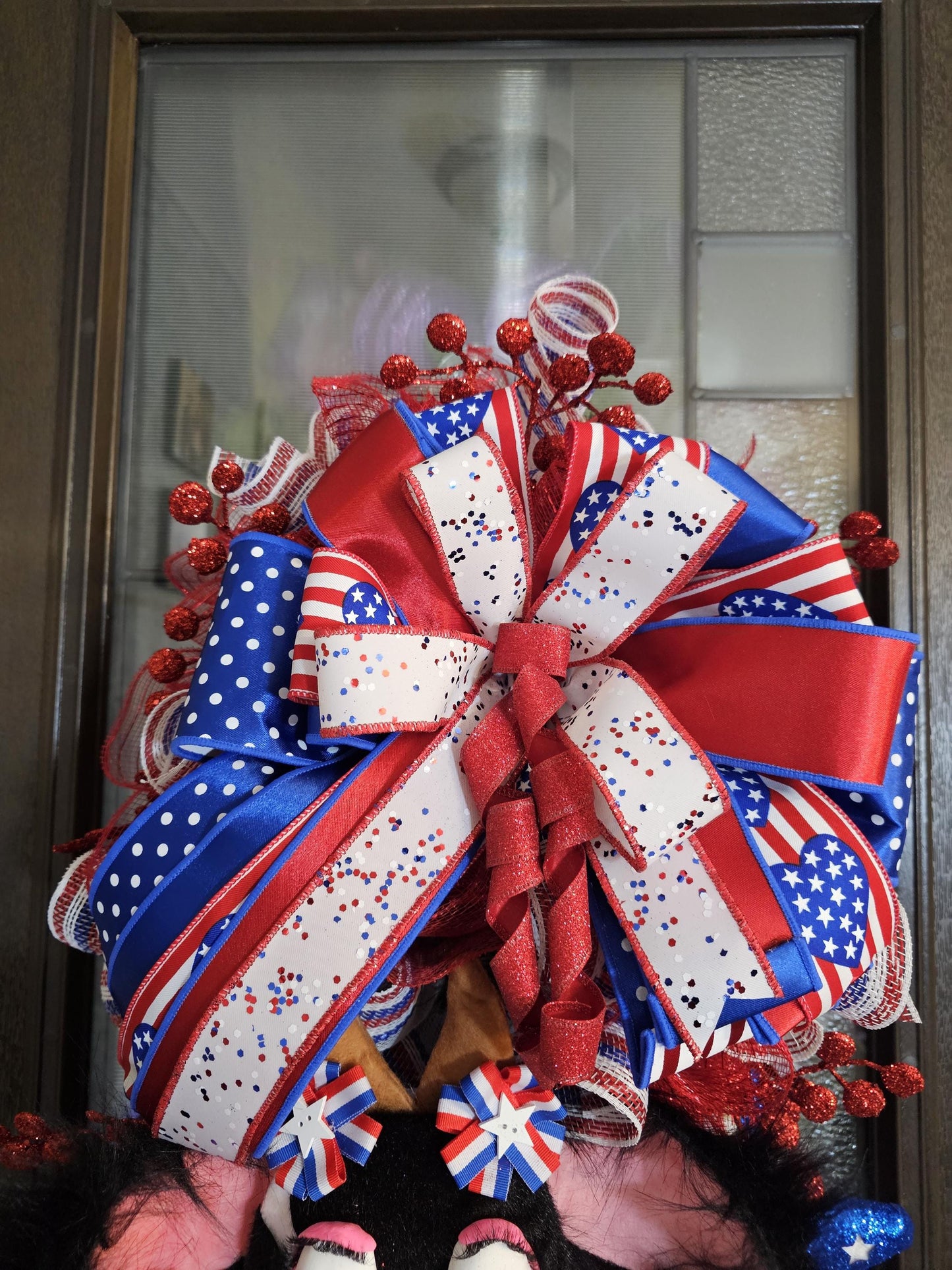 Patriotic Cow Door Hanger Swag | Red White Blue Americana Farmhouse Decor