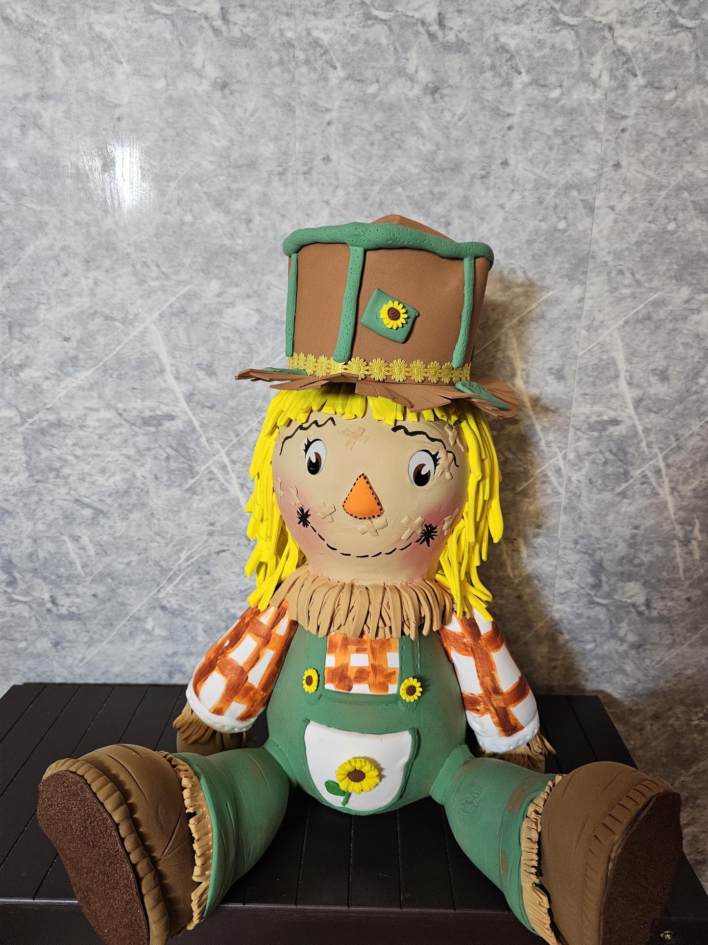 Handcrafted Girl Scarecrow Wreath Attachment | Sunflower Autumn Farmhouse Decor