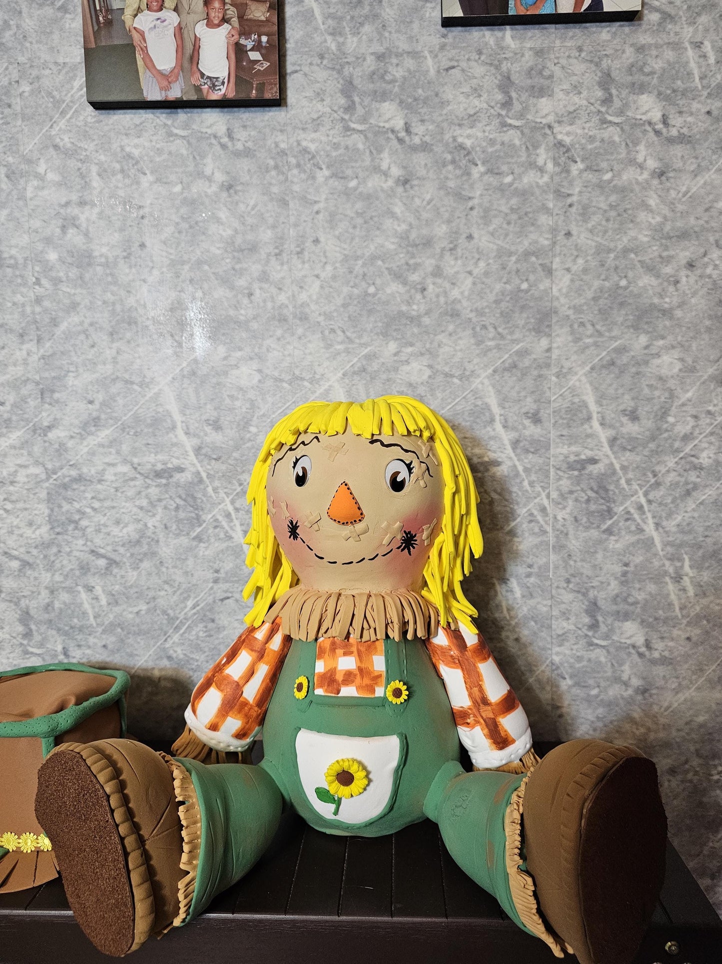 Handcrafted Girl Scarecrow Wreath Attachment | Sunflower Autumn Farmhouse Decor
