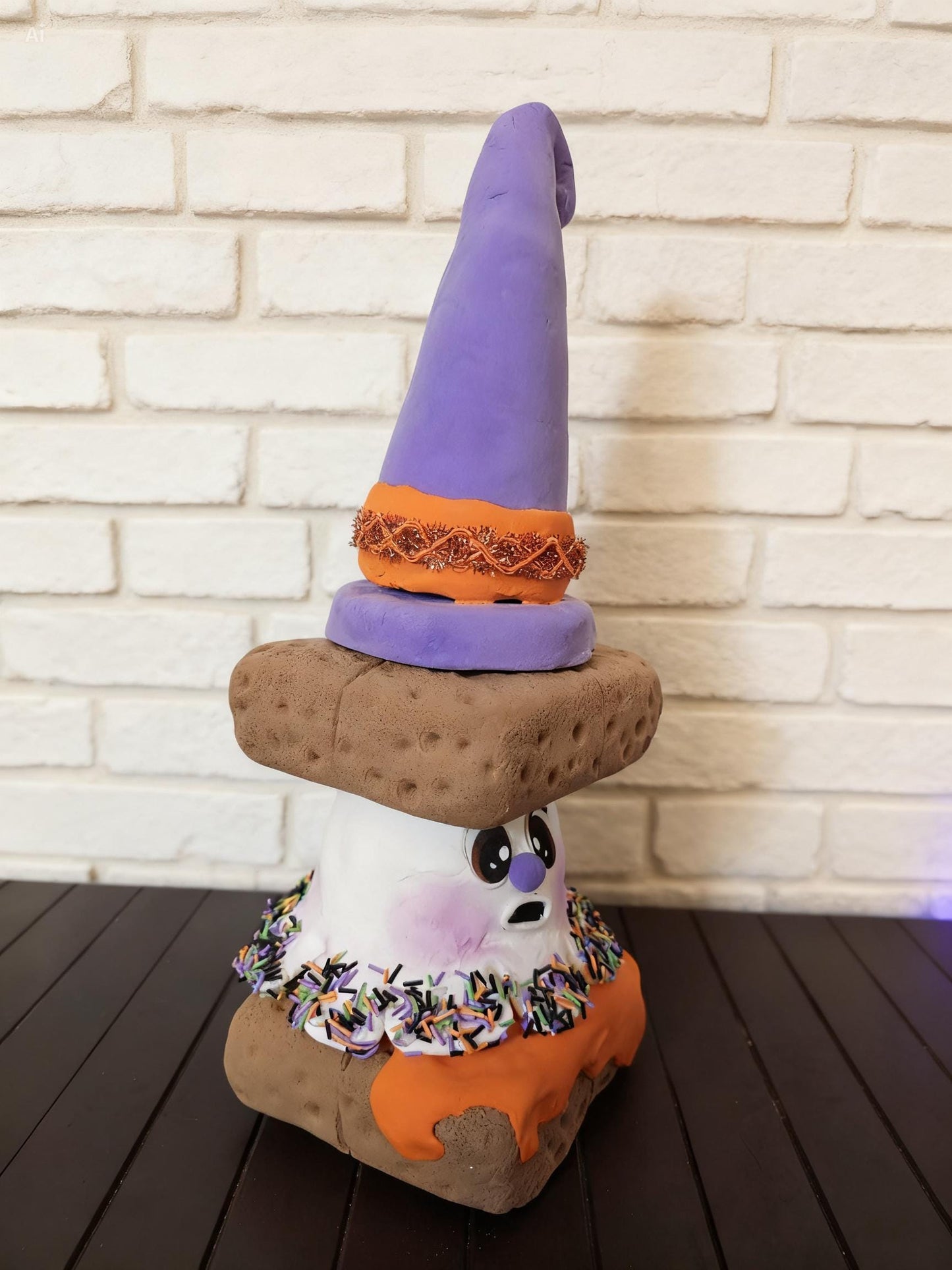 Whimsical Halloween Ghost S'mores Decor | Handmade Spooky Treat Centerpiece with Witch Hat