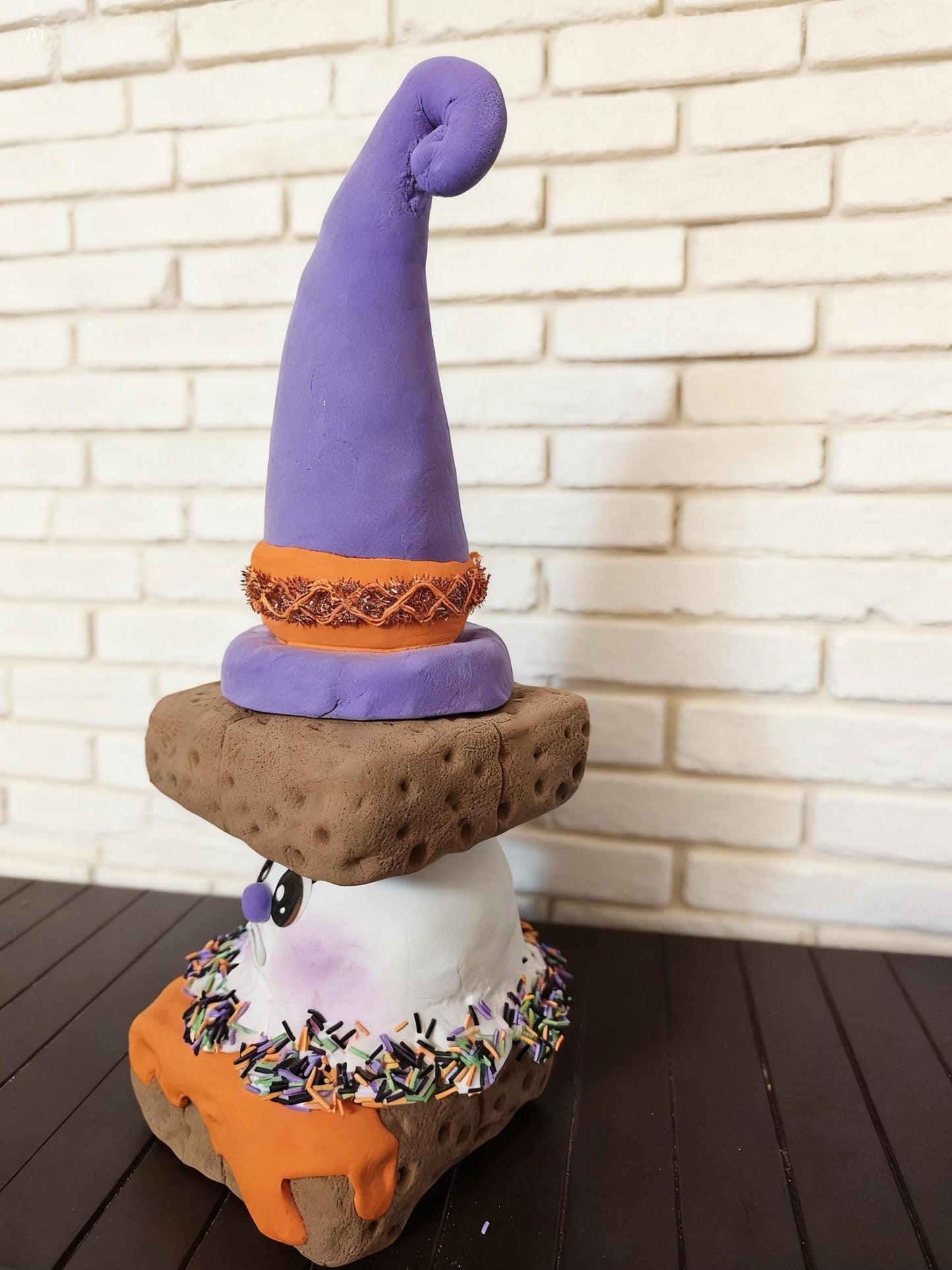 Whimsical Halloween Ghost S'mores Decor | Handmade Spooky Treat Centerpiece with Witch Hat