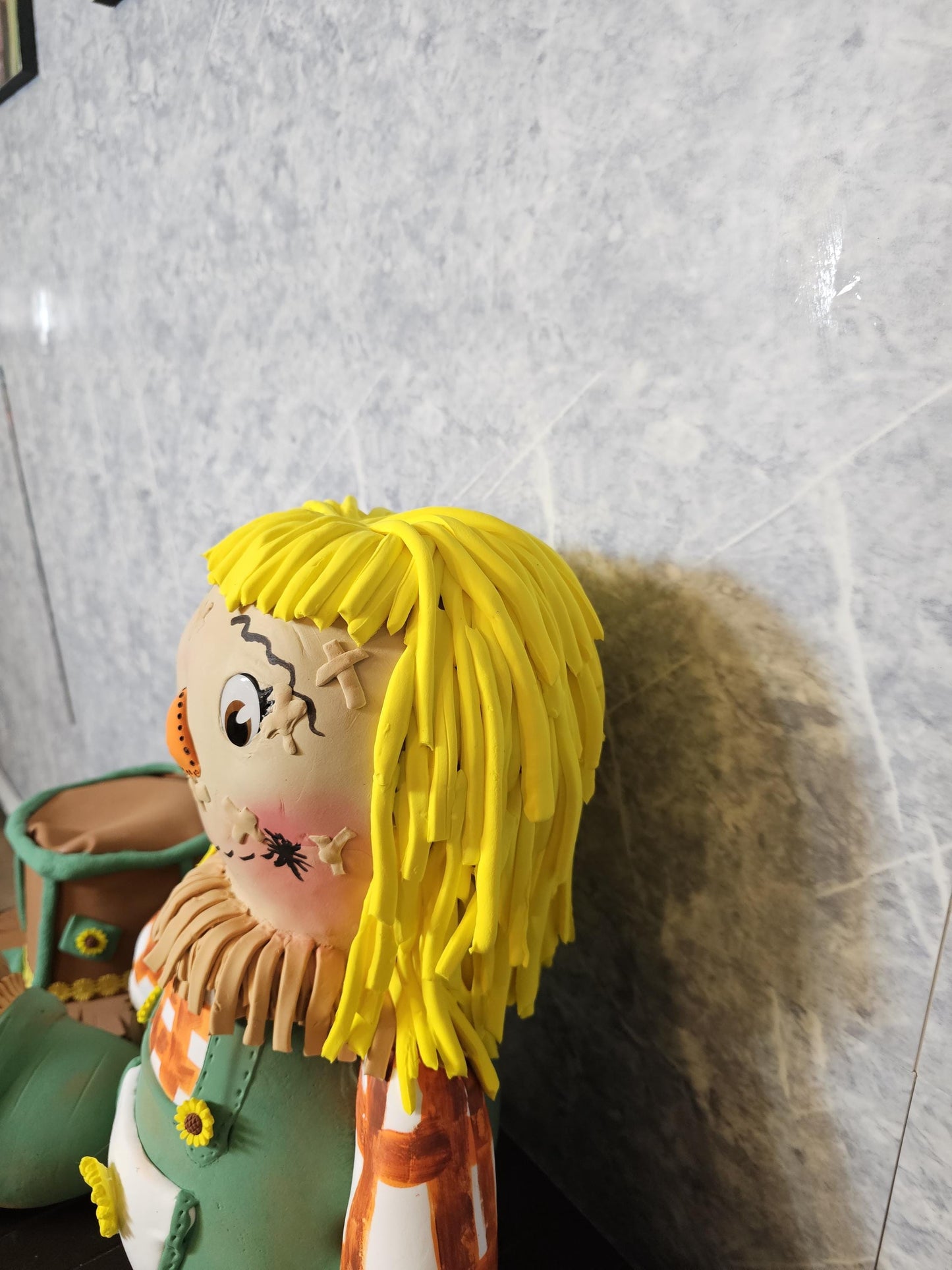 Handcrafted Girl Scarecrow Wreath Attachment | Sunflower Autumn Farmhouse Decor