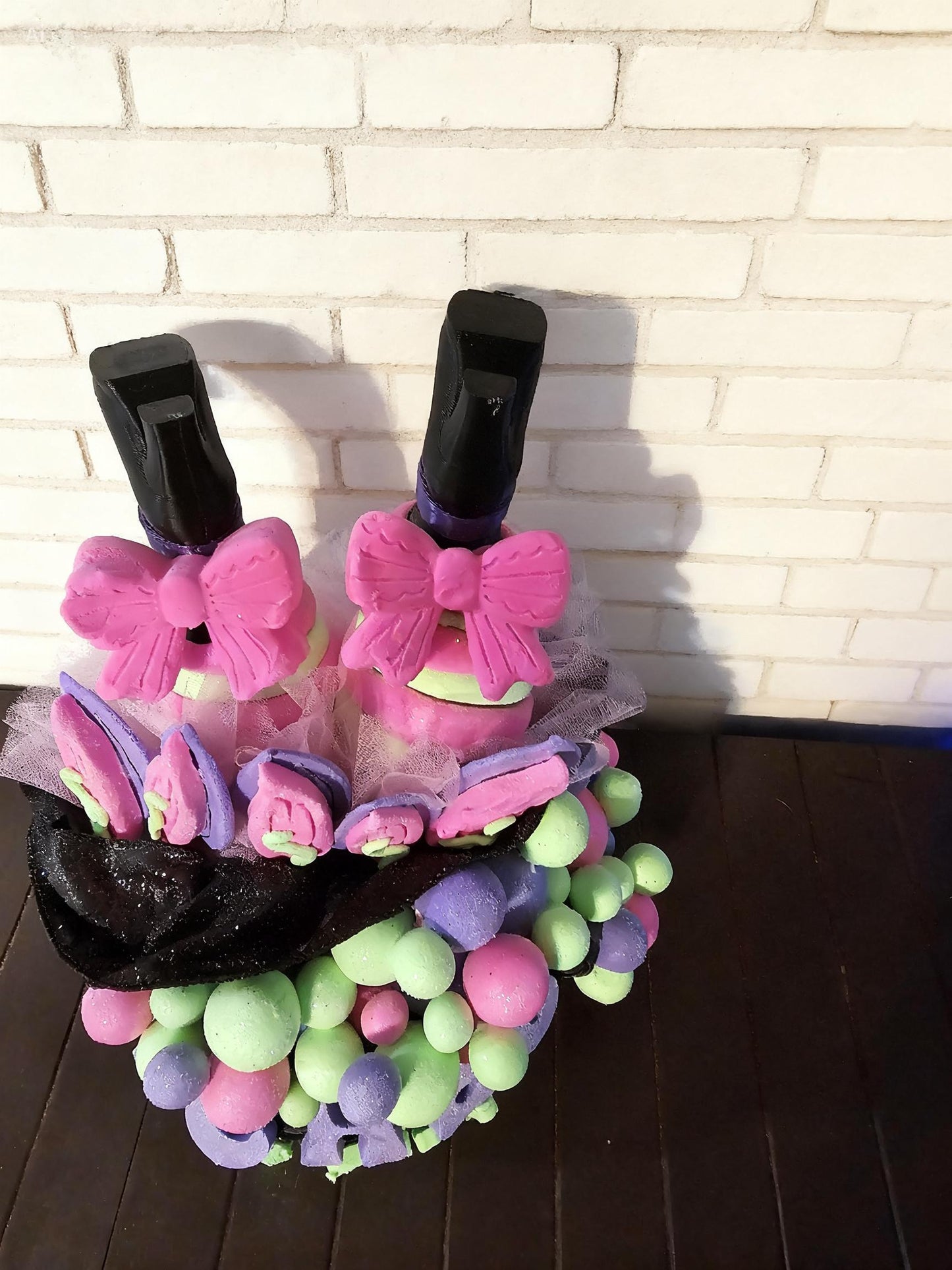Whimsical Witch Boots Halloween Centerpiece | Pink Purple Spooky Season Decor