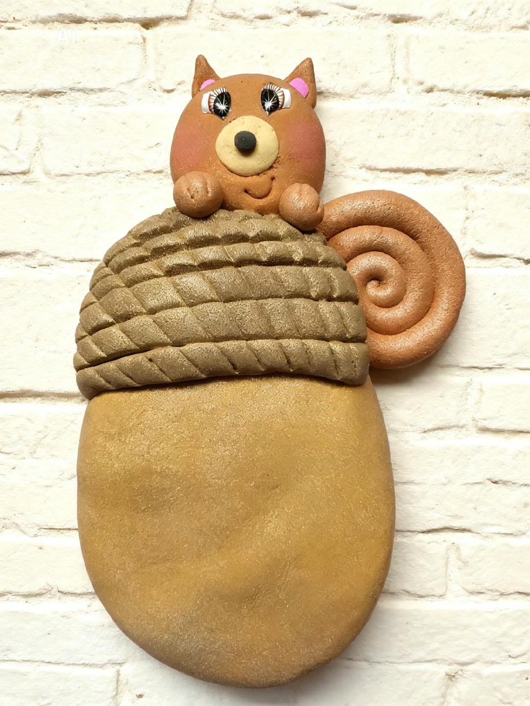 Squirrel Acorn Wreath Attachment | Handmade Autumn Woodland Animal Decor
