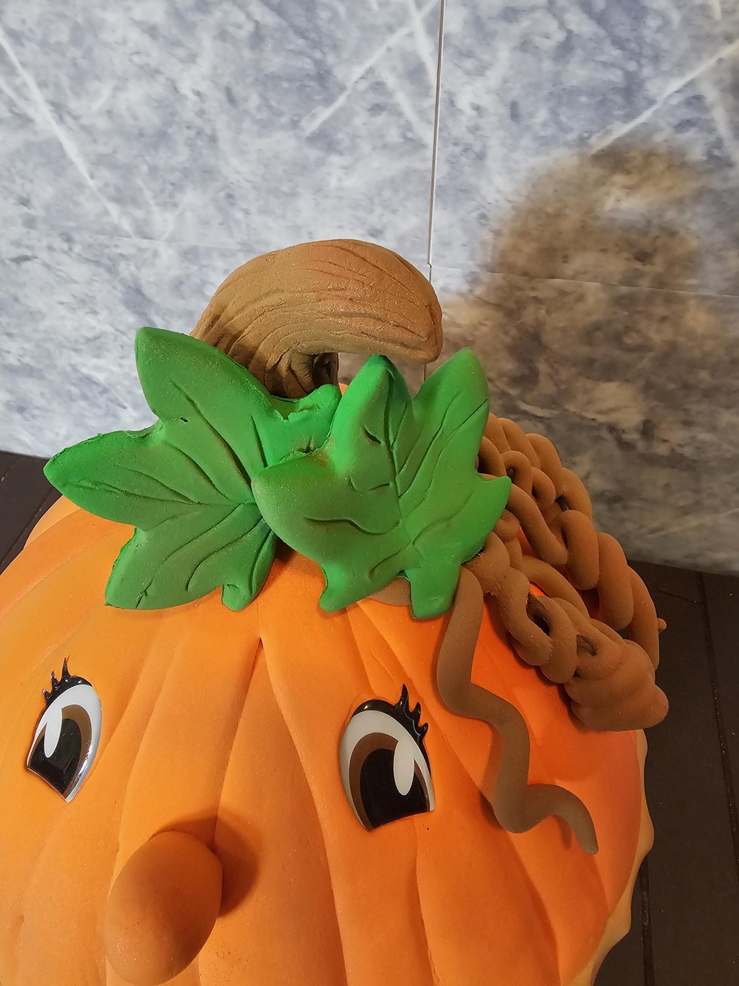 Handcrafted Clay Pumpkin Pie Sculpture | Whimsical Fall Folk Art Centerpiece