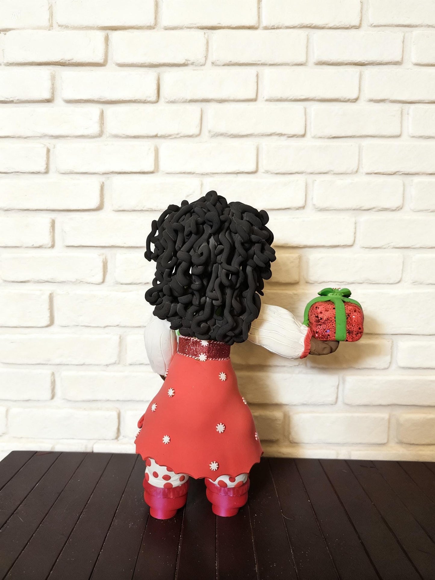 Handmade African American Christmas Elf Wreath Attachment | Holiday Candy Cane Decor