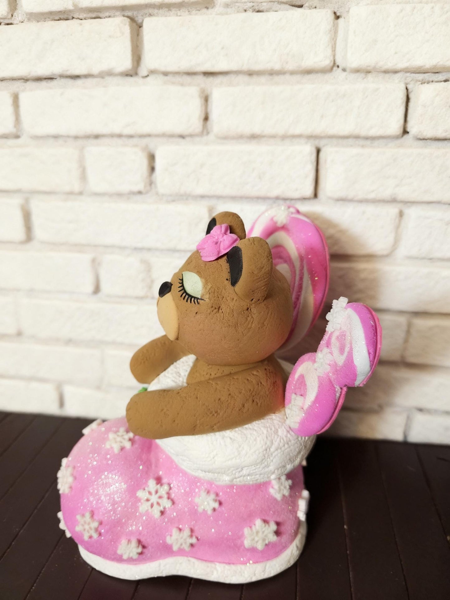 Pink Bear Boot Christmas Decor | Whimsical Holiday Wreath Attachment, Candyland Accent