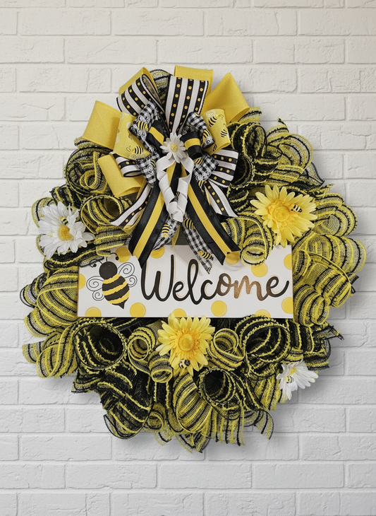 Bee Welcome Wreath (Yellow & Black)