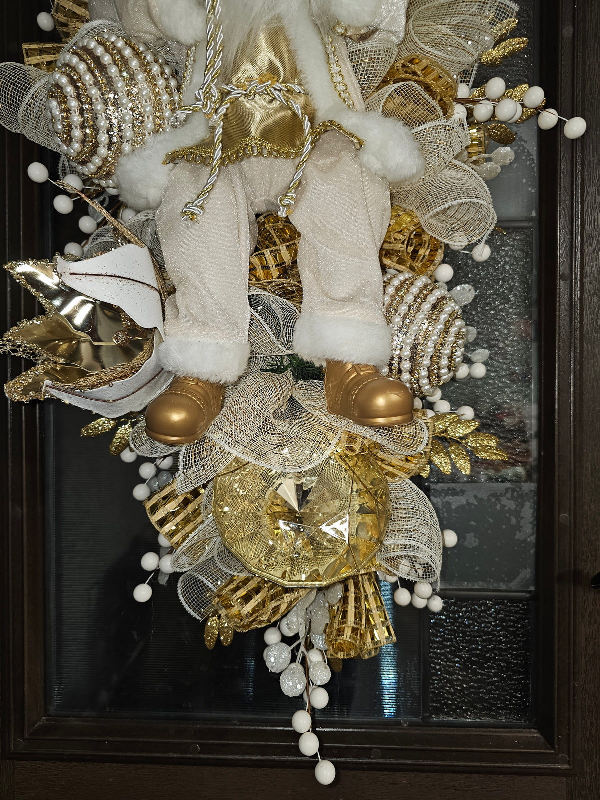 Luxury Cream and Gold Santa Christmas Swag | The Wreath Design Studio