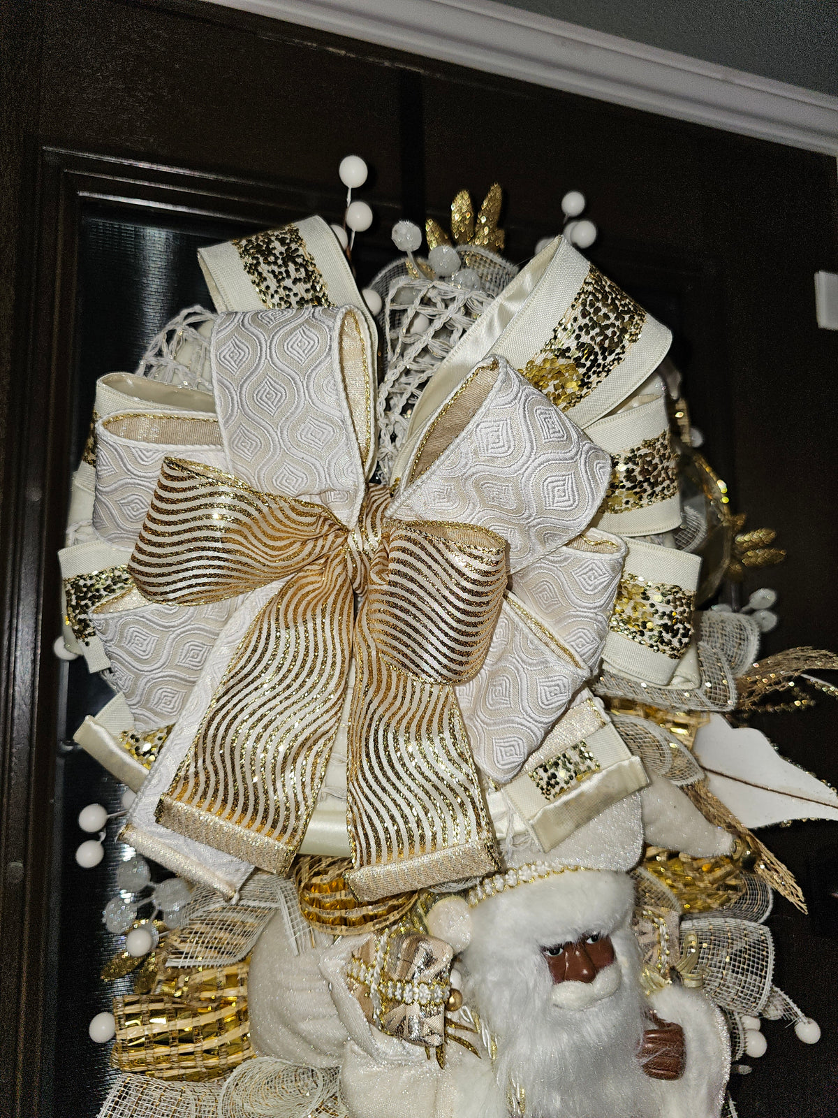Luxury Cream and Gold Santa Christmas Swag | The Wreath Design Studio