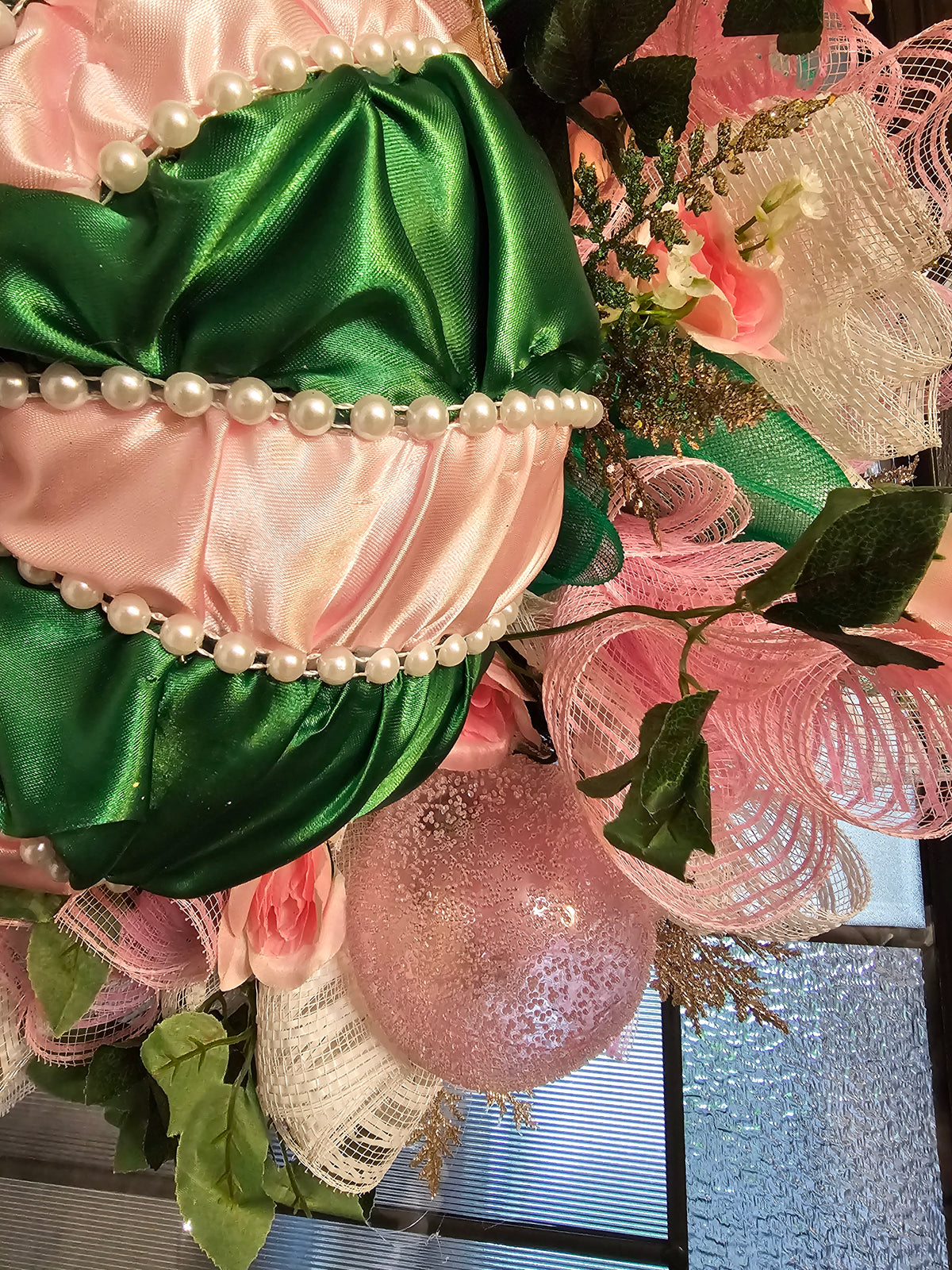 Pink & Kelly Green Jeweled Pumpkin Wreath