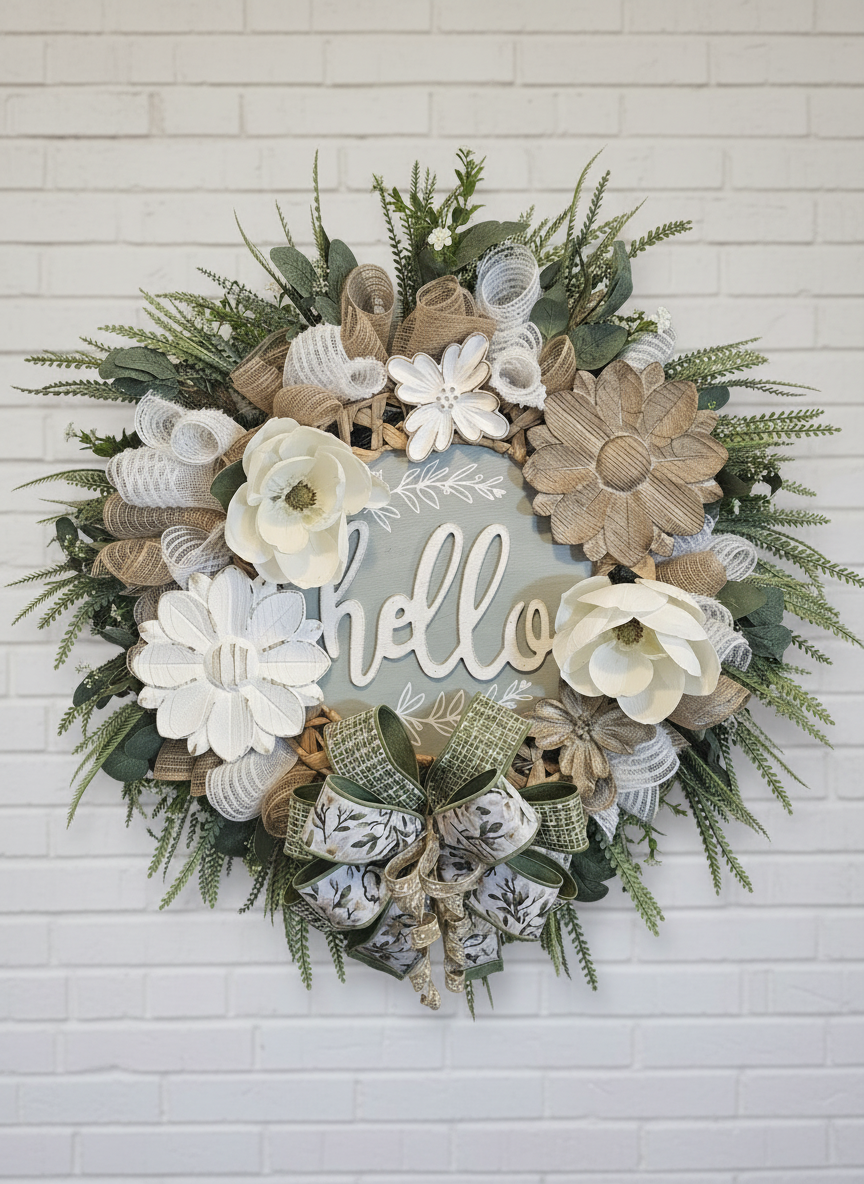 Hello Water Hyacinth Sage Wreath