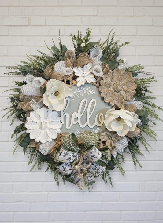 Hello Water Hyacinth Sage Wreath