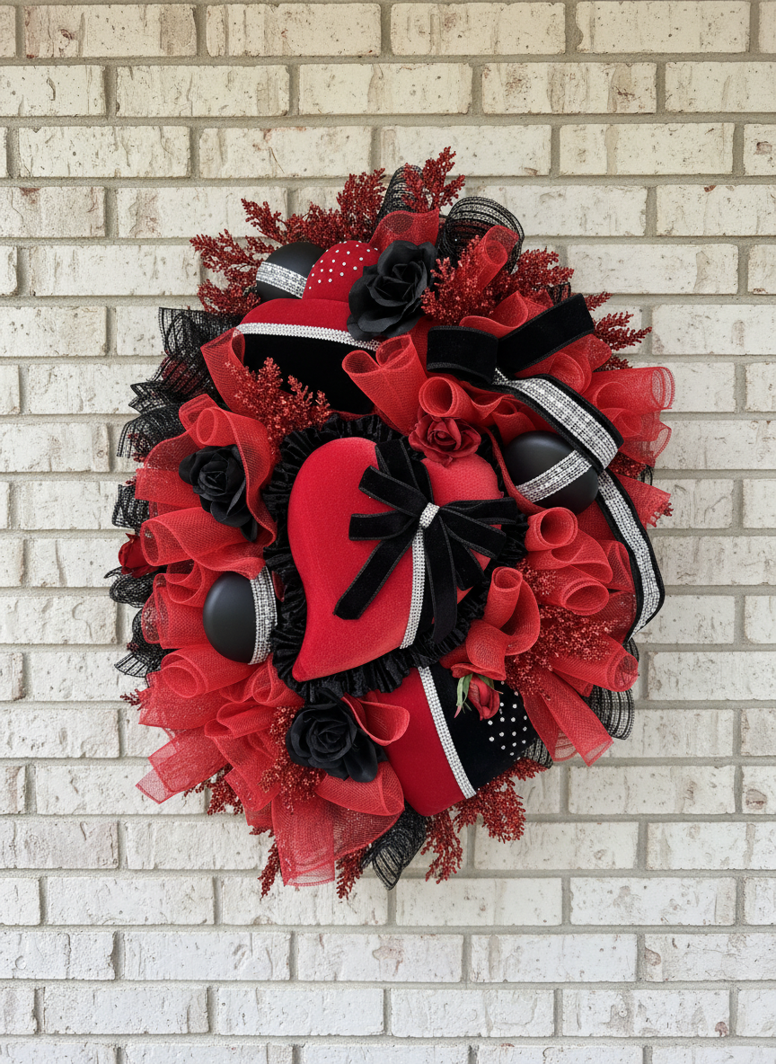 Rhinestone Romance Heart Wreath