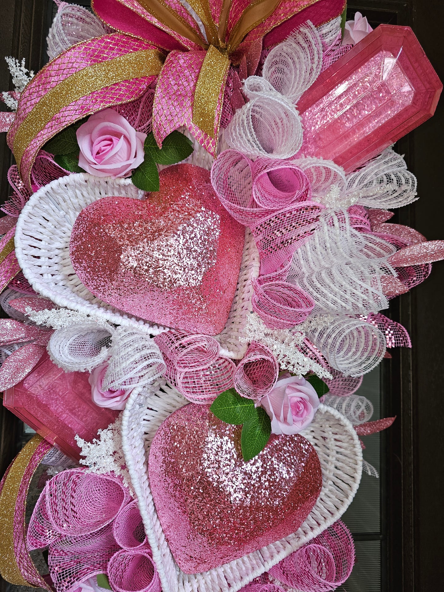 Pink & Gold Sweetheart Double Basket Swag