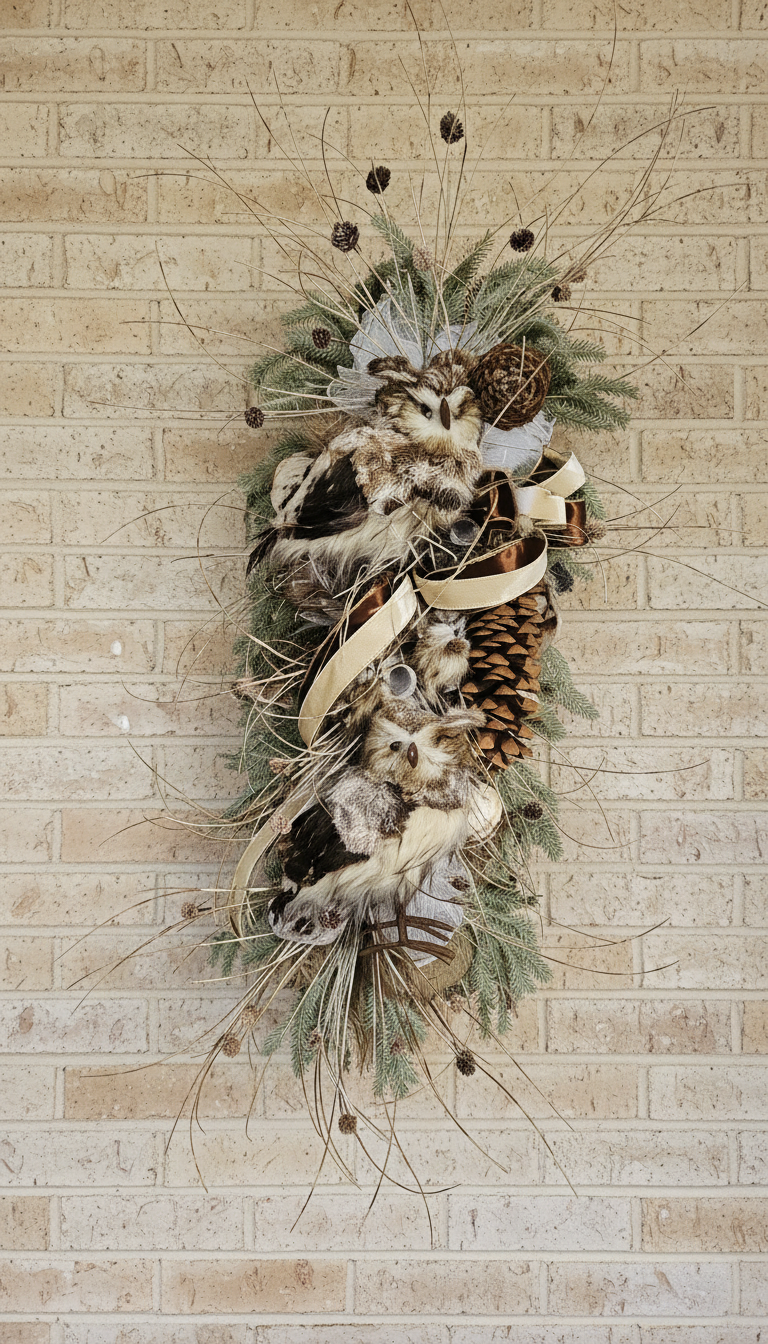 Woodland Owl Winter Swag