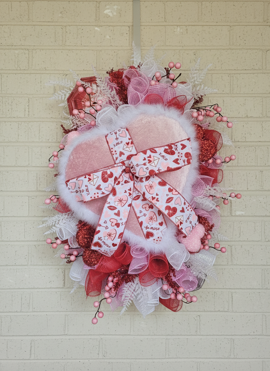 Blushing Hearts Valentine Wreath