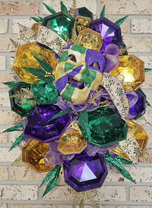 Mardi Gras Gem Royale Statement Wreath