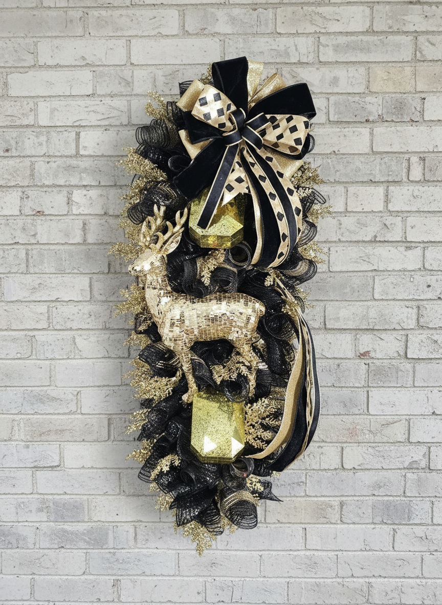 Gilded Elegance Reindeer Swag
