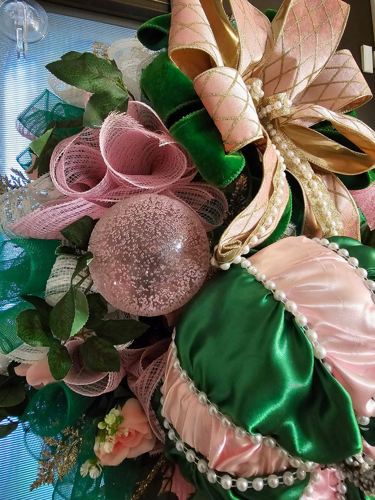 Pink & Kelly Green Jeweled Pumpkin Wreath