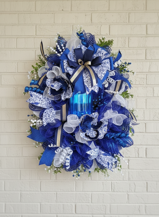 Blue Chinoiserie Jewel Wreath