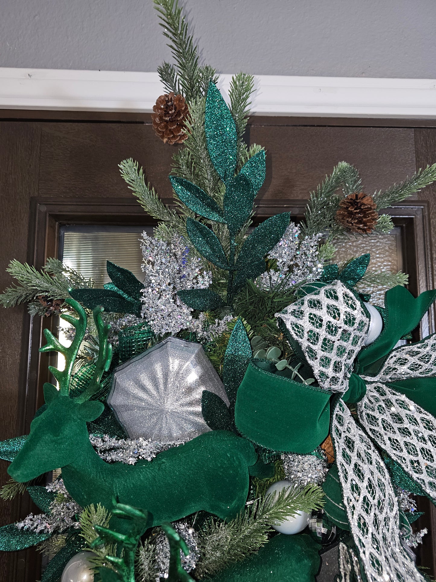 Emerald Frost Reindeer Winter Swag