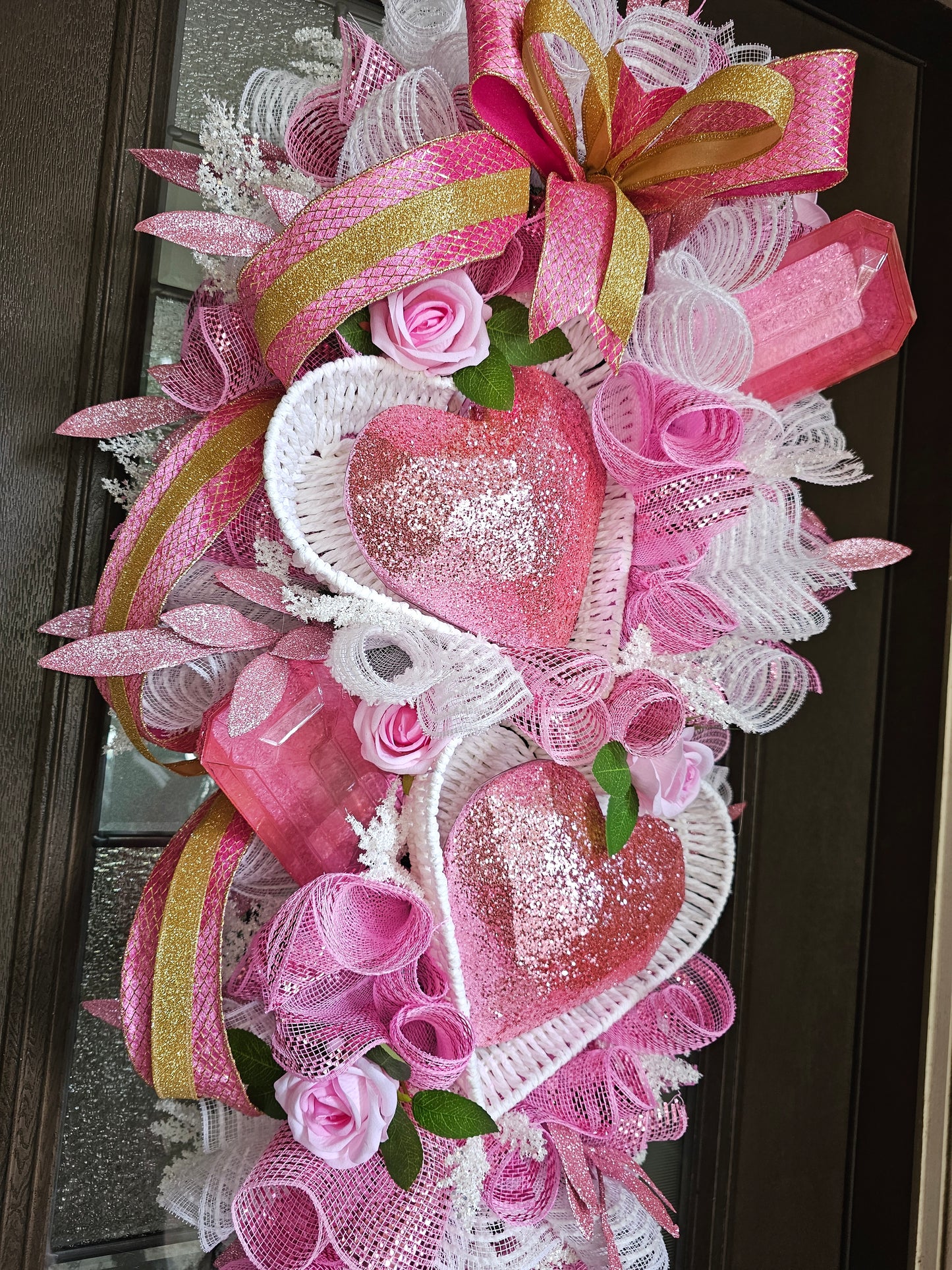 Pink & Gold Sweetheart Double Basket Swag