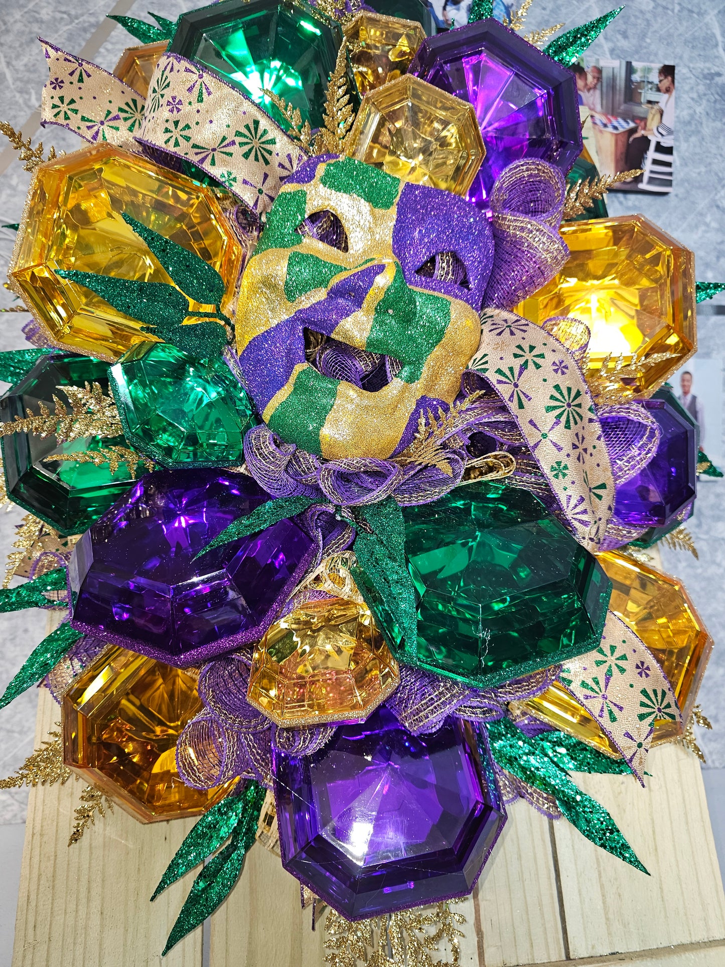 Mardi Gras Gem Royale Statement Wreath