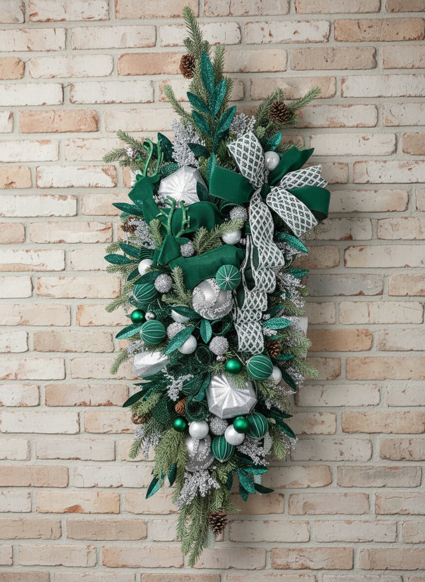Emerald Frost Reindeer Winter Swag