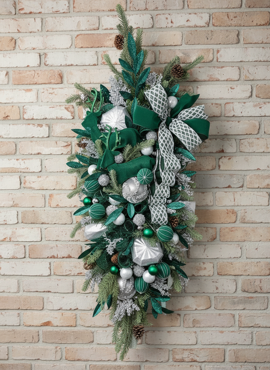 Emerald Frost Reindeer Winter Swag