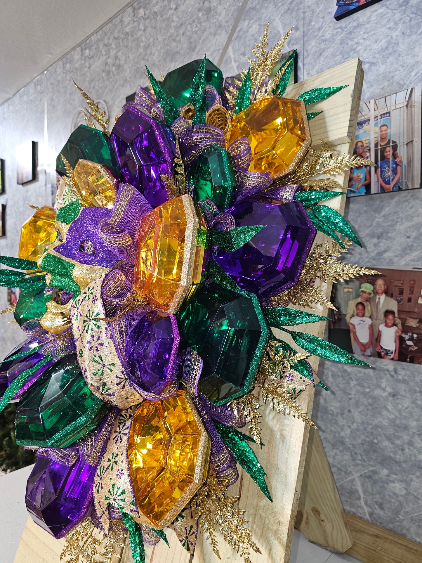 Mardi Gras Gem Royale Statement Wreath