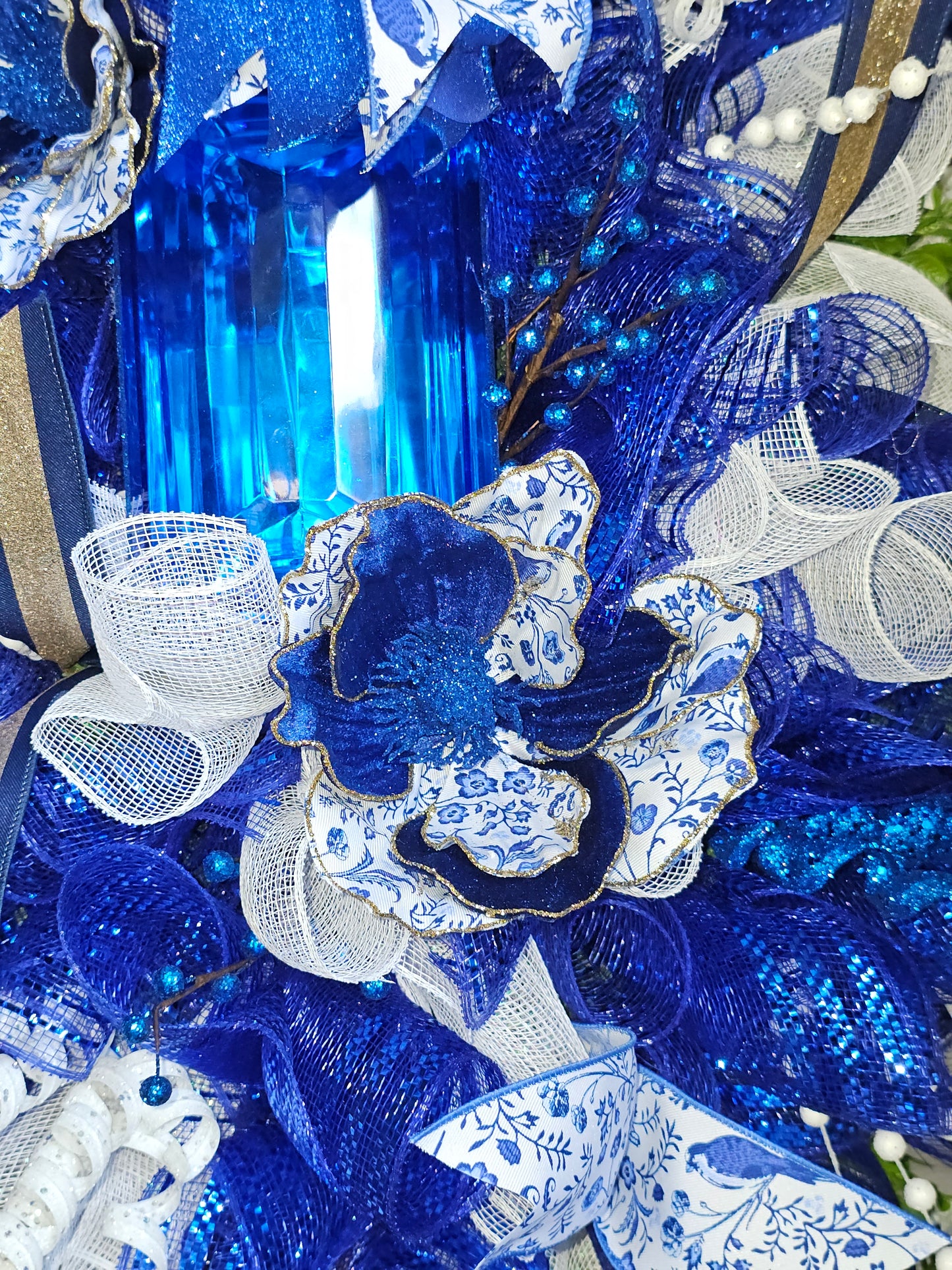 Blue Chinoiserie Jewel Wreath