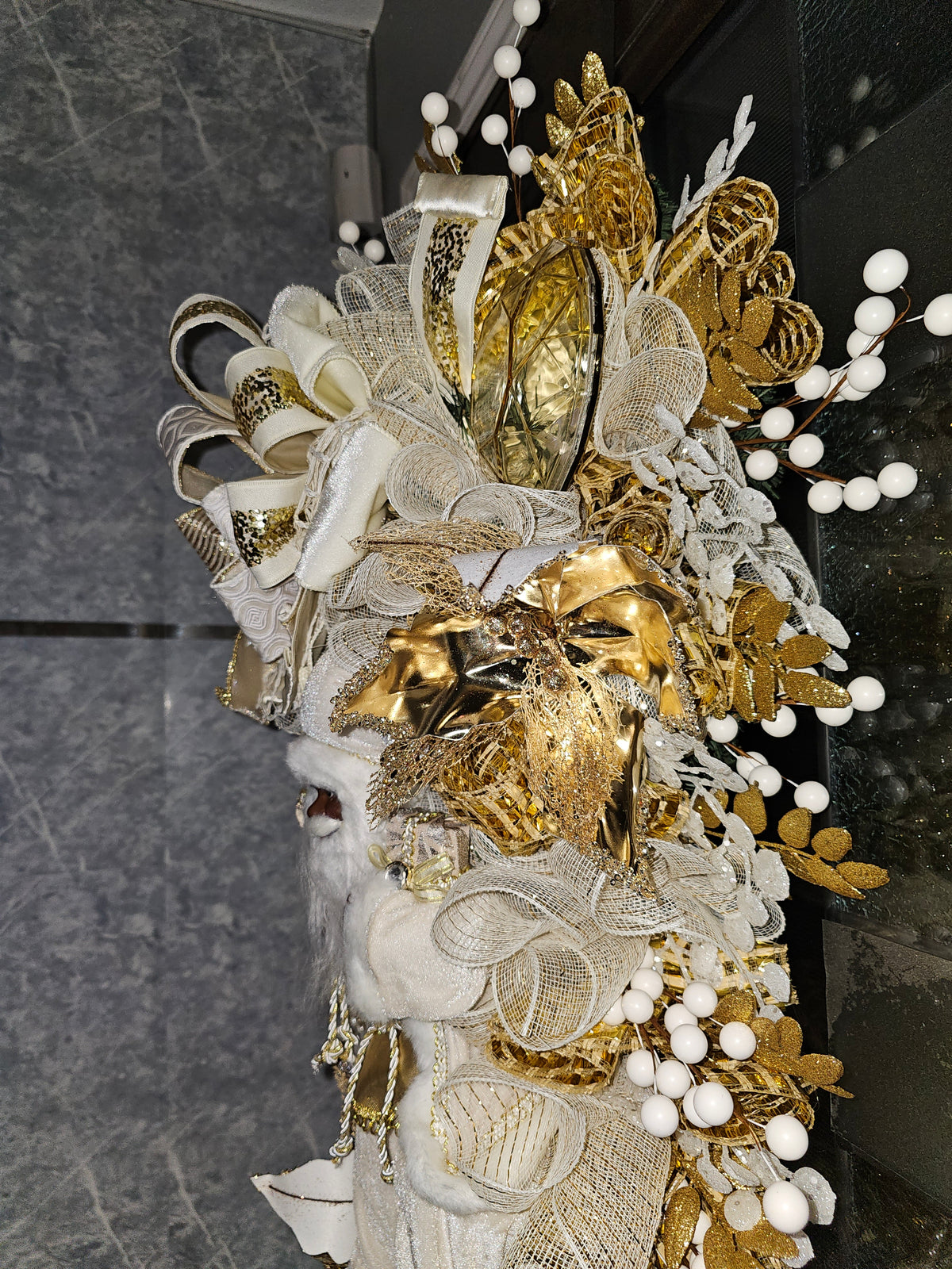 Luxury Cream and Gold Santa Christmas Swag | The Wreath Design Studio