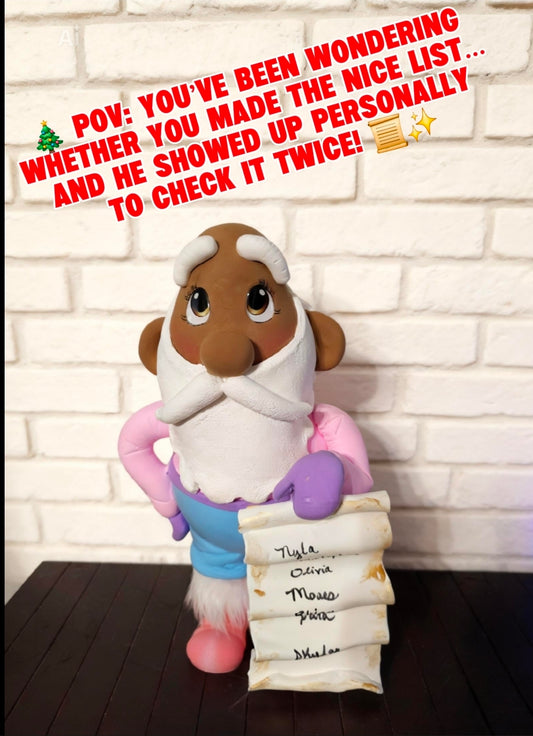 PRE-ORDER: Santa’s Nice List – Personalized Handmade Clay Santa Christmas Décor