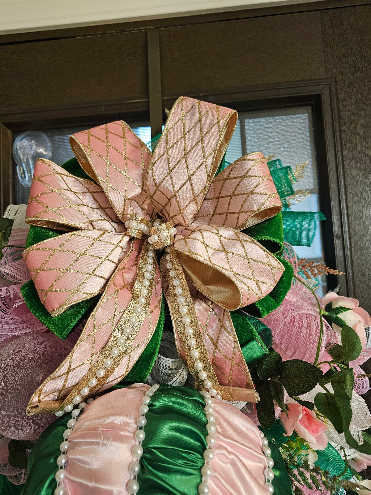 Pink & Kelly Green Jeweled Pumpkin Wreath