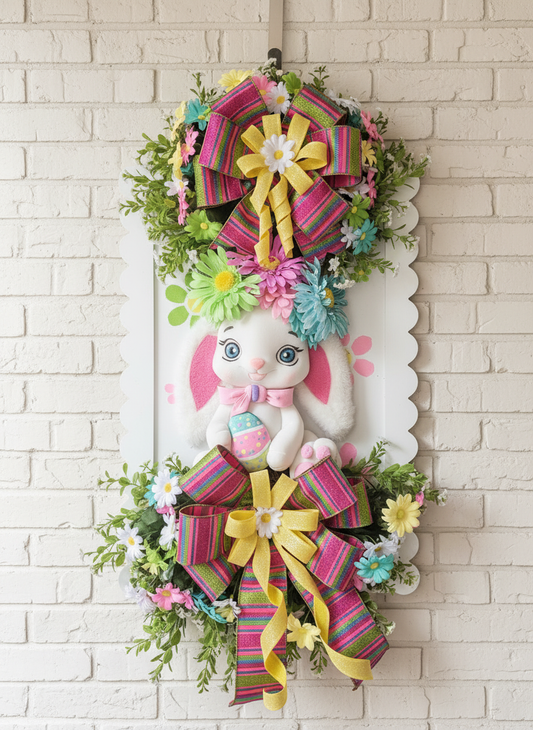 Hoppy Easter Bunny Scallop Door Decor