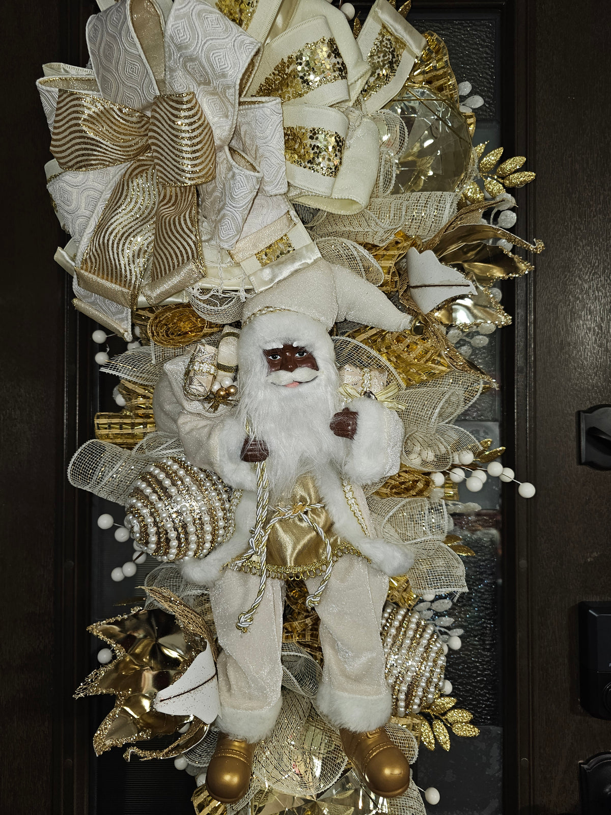 Luxury Cream and Gold Santa Christmas Swag | The Wreath Design Studio