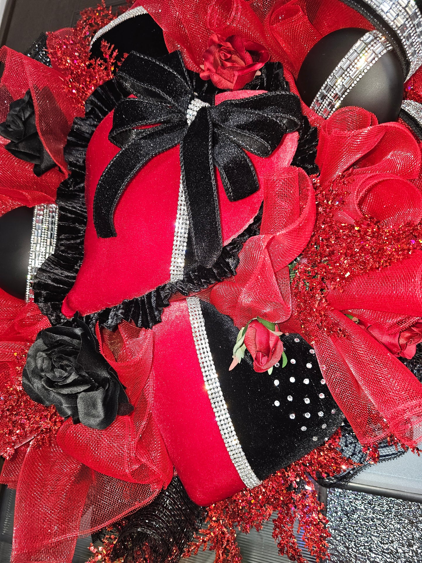 Rhinestone Romance Heart Wreath